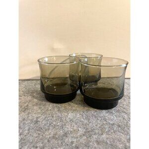 3 Vintage Smokey Topaz Low Ball Glasses 8oz.  # 1792